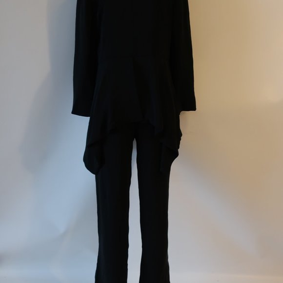 Womens B Louise Black Pant Suit W/ Black Satin Trim Sz L* - Picture 11 of 12